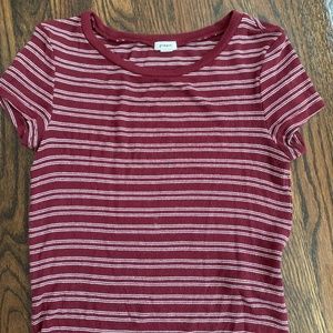 Garage Maroon Striped T shirt